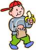 A_Boy_Carrying_a_Sack_Lunch_and_Eating_a_Banana_Royalty_Free_Clipart_Picture_100507-005565-527053